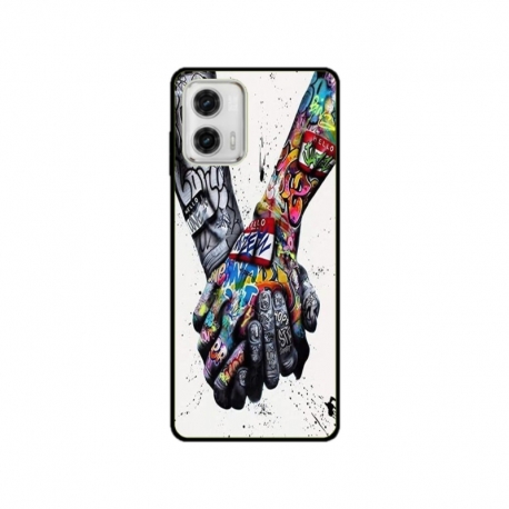 Husa personalizata tip carcasa HQPrint pentru Motorola Moto G53, model Abstract Holding, multicolor, S1D1M0271