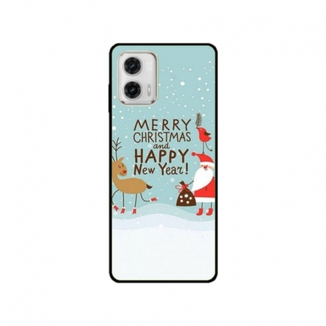 Husa personalizata tip carcasa HQPrint pentru Motorola Moto G73, model Happy Christmas and New Year, multicolor, S1D1M0047