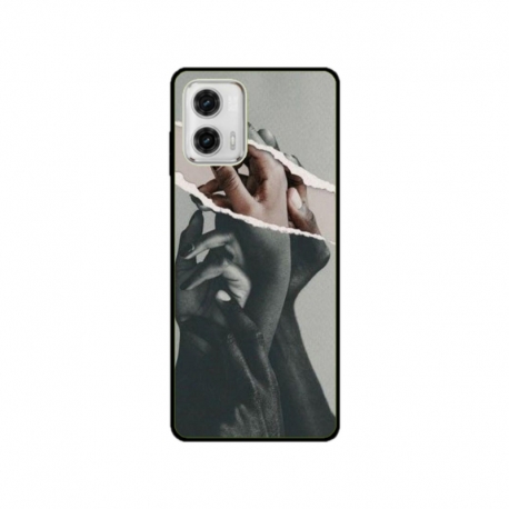 Husa personalizata tip carcasa HQPrint pentru Motorola Moto G53, model Black and White Hands, multicolor, S1D1M0300