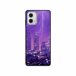 Husa personalizata tip carcasa HQPrint pentru Motorola Moto G53, model Purple Lightning, multicolor, S1D1M0354