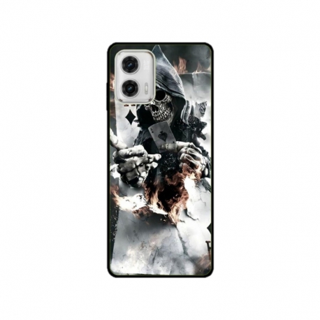 Husa personalizata tip carcasa HQPrint pentru Motorola Moto G73, model Skeleton Cards, multicolor, S1D1M0301
