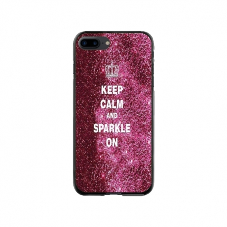 Husa personalizata tip carcasa HQPrint pentru Apple iPhone 7 Plus, model Keep Calm and Sparkle On, multicolor, S1D1M0252