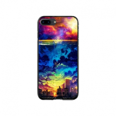 Husa personalizata tip carcasa HQPrint pentru Apple iPhone 7 Plus, model Abstract City, multicolor, S1D1M0263