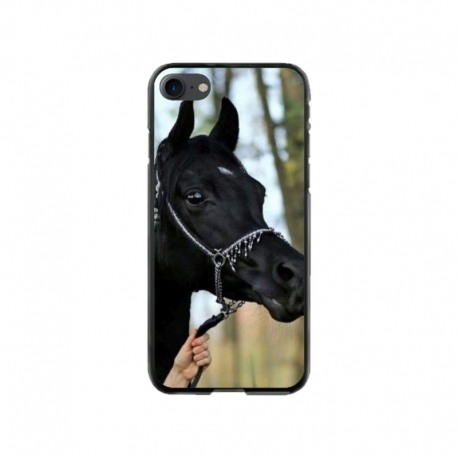 Husa personalizata tip carcasa HQPrint pentru Apple iPhone 7, model Black Horse, multicolor, S1D1M0019