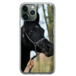 Husa personalizata tip carcasa HQPrint pentru Apple iPhone 11 Pro Max, model Black Horse, multicolor, S1D1M0019
