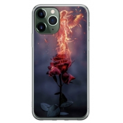 Husa personalizata tip carcasa HQPrint pentru Apple iPhone 11 Pro Max, model Fire Rose, multicolor, S1D1M0158