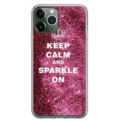 Husa personalizata tip carcasa HQPrint pentru Apple iPhone 11 Pro, model Keep Calm and Sparkle On, multicolor, S1D1M0252
