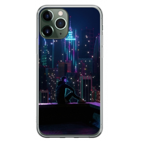 Husa personalizata tip carcasa HQPrint pentru Apple iPhone 11 Pro, model Neon City, multicolor, S1D1M0260