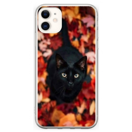 Husa personalizata tip carcasa HQPrint pentru Apple iPhone 11, model Black Cat 3, multicolor, S1D1M0017