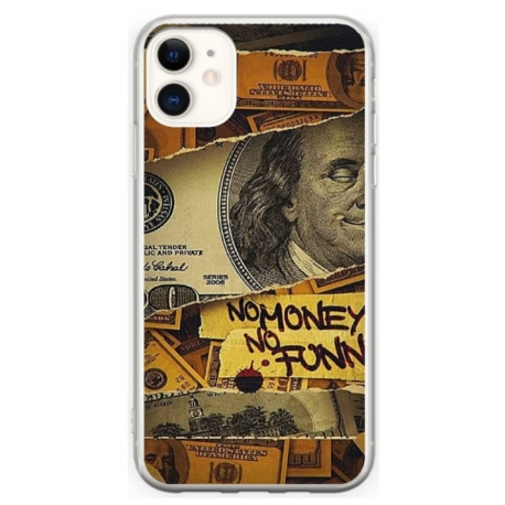 Husa personalizata tip carcasa HQPrint pentru Apple iPhone 11, model No Money No Funny, multicolor, S1D1M0262