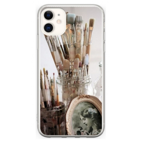 Husa personalizata tip carcasa HQPrint pentru Apple iPhone 11, model Brush, multicolor, S1D1M0282