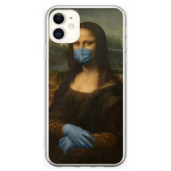 Husa personalizata tip carcasa HQPrint pentru Apple iPhone 11, model Covid Mona Lisa, multicolor, S1D1M0327