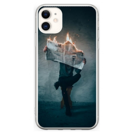Husa personalizata tip carcasa HQPrint pentru Apple iPhone 11, model Burn the News, multicolor, S1D1M0345