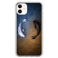 Husa personalizata tip carcasa HQPrint pentru Apple iPhone 11, model Ying and Yang Fish, multicolor, S1D1M0390