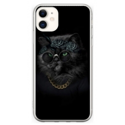 Husa personalizata tip carcasa HQPrint pentru Apple iPhone 12 Mini, model Black Cat 4, multicolor, S1D1M0097