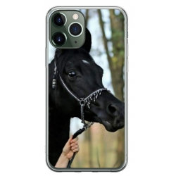 Husa personalizata tip carcasa HQPrint pentru Apple iPhone 12 Pro, model Black Horse, multicolor, S1D1M0019