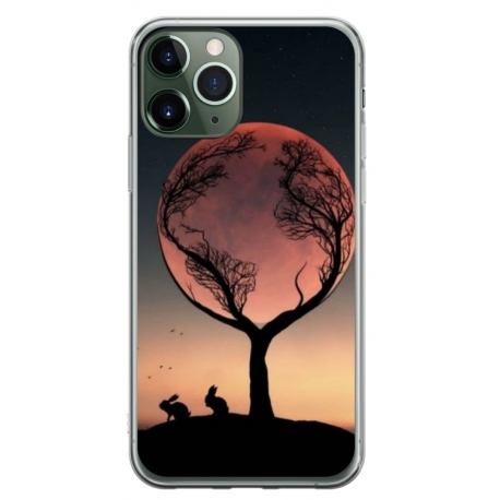 Husa personalizata tip carcasa HQPrint pentru Apple iPhone 12 Pro, model Moon Tree, multicolor, S1D1M0068