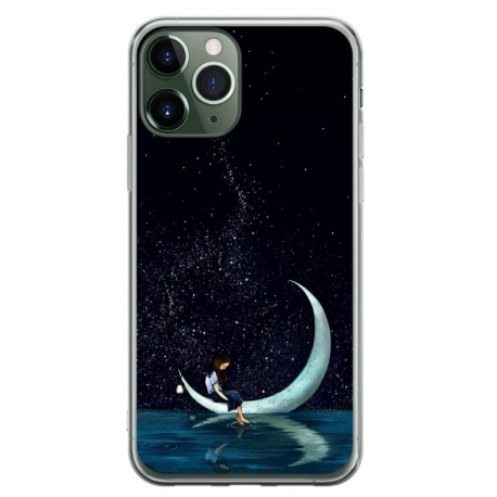 Husa personalizata tip carcasa HQPrint pentru Apple iPhone 12 Pro, model Moon Fishing, multicolor, S1D1M0270