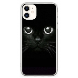 Husa personalizata tip carcasa HQPrint pentru Apple iPhone 12, model Black Cat 1, multicolor, S1D1M0015