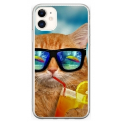 Husa personalizata tip carcasa HQPrint pentru Apple iPhone 12, model Cool Cat, multicolor, S1D1M0031