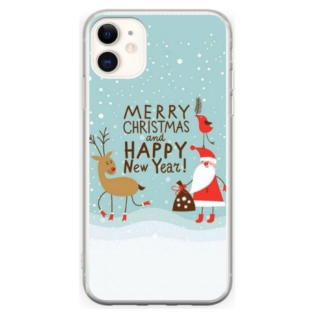 Husa personalizata tip carcasa HQPrint pentru Apple iPhone 12, model Happy Christmas and New Year, multicolor, S1D1M0047