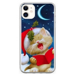 Husa personalizata tip carcasa HQPrint pentru Apple iPhone 12, model Christmas Cat, multicolor, S1D1M0048