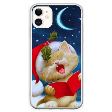 Husa personalizata tip carcasa HQPrint pentru Apple iPhone 12, model Christmas Cat, multicolor, S1D1M0048