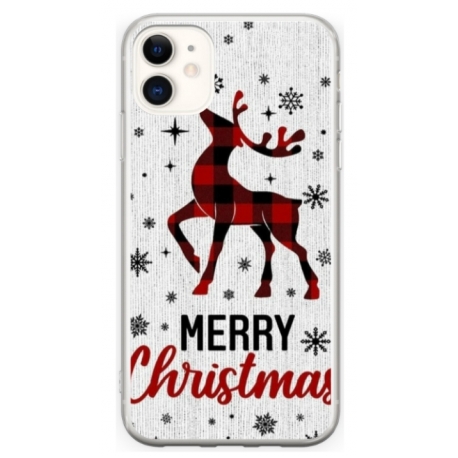 Husa personalizata tip carcasa HQPrint pentru Apple iPhone 12, model Merry Christmas Reindeer 1, multicolor, S1D1M0049