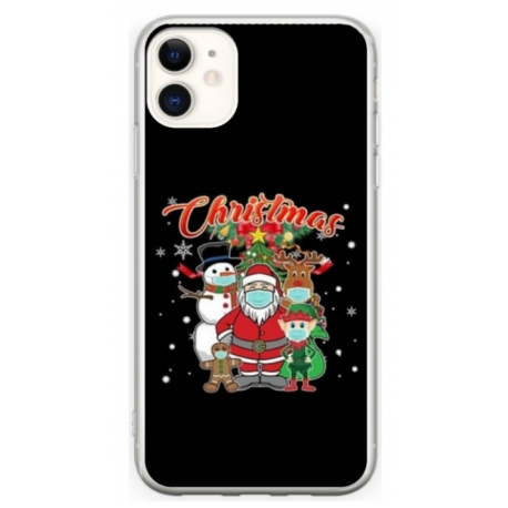 Husa personalizata tip carcasa HQPrint pentru Apple iPhone 12, model Covid Christmas, multicolor, S1D1M0054