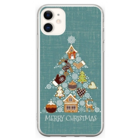 Husa personalizata tip carcasa HQPrint pentru Apple iPhone 12, model Merry Christmas 1, multicolor, S1D1M0056
