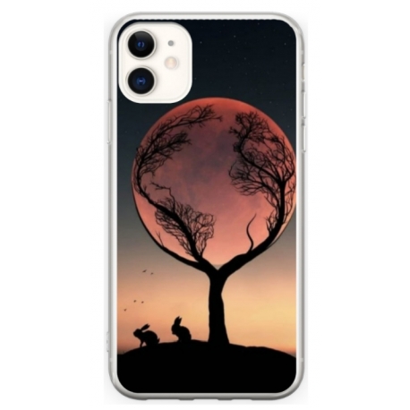 Husa personalizata tip carcasa HQPrint pentru Apple iPhone 12, model Moon Tree, multicolor, S1D1M0068