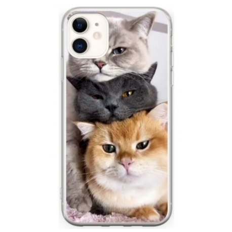 Husa personalizata tip carcasa HQPrint pentru Apple iPhone 12, model Cats, multicolor, S1D1M0116
