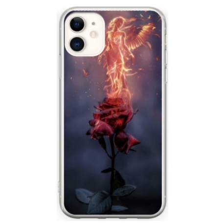 Husa personalizata tip carcasa HQPrint pentru Apple iPhone 12, model Fire Rose, multicolor, S1D1M0158
