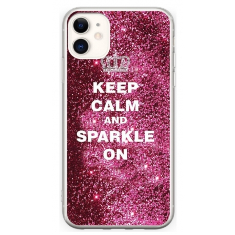 Husa personalizata tip carcasa HQPrint pentru Apple iPhone 12, model Keep Calm and Sparkle On, multicolor, S1D1M0252