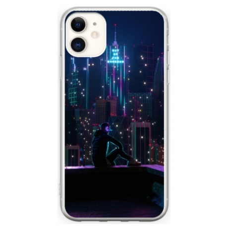 Husa personalizata tip carcasa HQPrint pentru Apple iPhone 12, model Neon City, multicolor, S1D1M0260