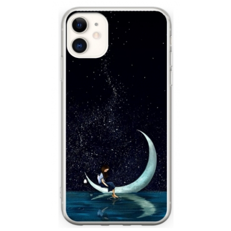 Husa personalizata tip carcasa HQPrint pentru Apple iPhone 12, model Moon Fishing, multicolor, S1D1M0270