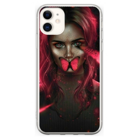 Husa personalizata tip carcasa HQPrint pentru Apple iPhone 12, model Butterfly Mouth 2, multicolor, S1D1M0352