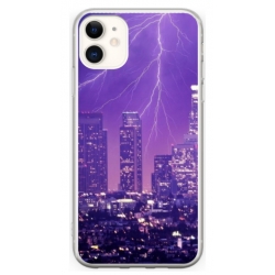 Husa personalizata tip carcasa HQPrint pentru Apple iPhone 12, model Purple Lightning, multicolor, S1D1M0354