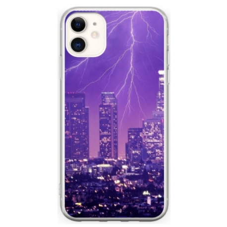 Husa personalizata tip carcasa HQPrint pentru Apple iPhone 12, model Purple Lightning, multicolor, S1D1M0354