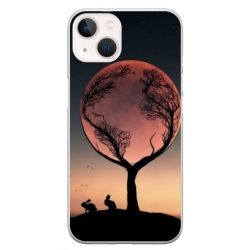 Husa personalizata tip carcasa HQPrint pentru Apple iPhone 13 Mini, model Moon Tree, multicolor, S1D1M0068