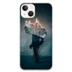 Husa personalizata tip carcasa HQPrint pentru Apple iPhone 13 Mini, model Burn the News, multicolor, S1D1M0345