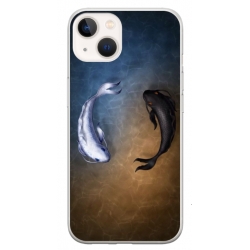 Husa personalizata tip carcasa HQPrint pentru Apple iPhone 13 Mini, model Ying and Yang Fish, multicolor, S1D1M0390