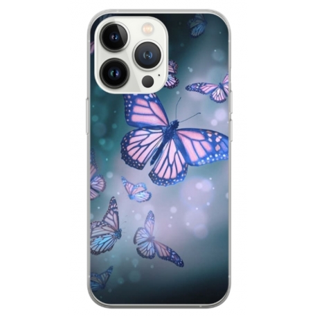 Husa personalizata tip carcasa HQPrint pentru Apple iPhone 13 Pro, model Butterfly 1, multicolor, S1D1M0028