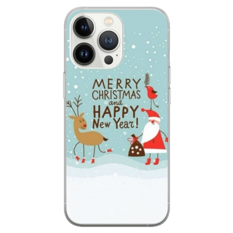 Husa personalizata tip carcasa HQPrint pentru Apple iPhone 13 Pro, model Happy Christmas and New Year, multicolor, S1D1M0047