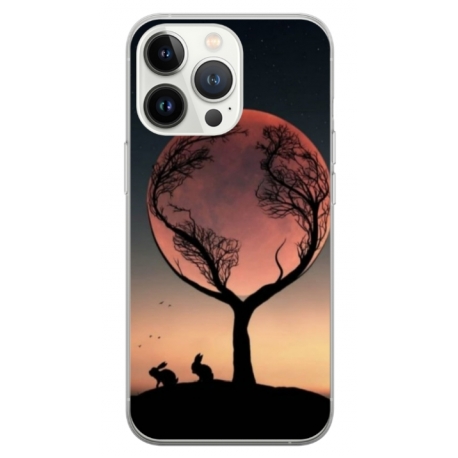 Husa personalizata tip carcasa HQPrint pentru Apple iPhone 13 Pro, model Moon Tree, multicolor, S1D1M0068