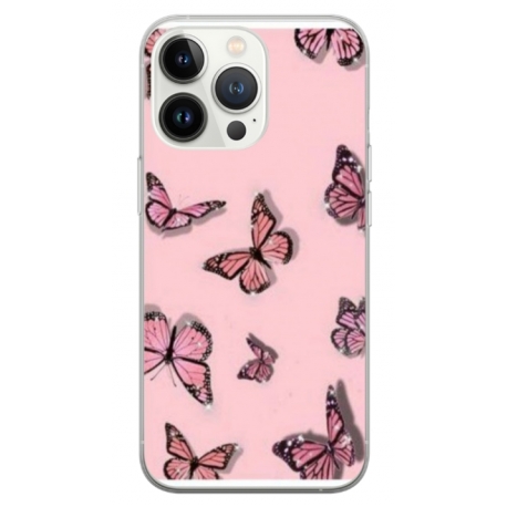 Husa personalizata tip carcasa HQPrint pentru Apple iPhone 13 Pro, model Butterfly 7, multicolor, S1D1M0076