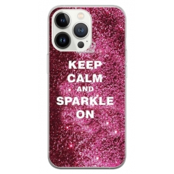 Husa personalizata tip carcasa HQPrint pentru Apple iPhone 13 Pro, model Keep Calm and Sparkle On, multicolor, S1D1M0252