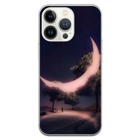 Husa personalizata tip carcasa HQPrint pentru Apple iPhone 13 Pro, model Moon in the Trees, multicolor, S1D1M0331