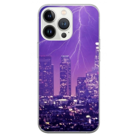 Husa personalizata tip carcasa HQPrint pentru Apple iPhone 13 Pro, model Purple Lightning, multicolor, S1D1M0354