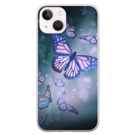 Husa personalizata tip carcasa HQPrint pentru Apple iPhone 13, model Butterfly 1, multicolor, S1D1M0028
